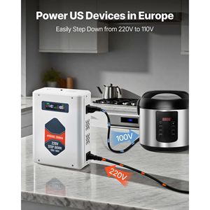 Convertitore di Tensione Industriale 2000VA 220V/110V con 2 Prese USA e Convertitore USB Buck - Product Image 3