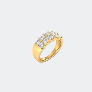 แหวนประดับเพชรทรงกลม 1.55 กะรัต แบบคลัสเตอร์สองแถว - Product Image 1