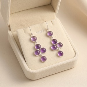 Pendientes Colgantes de Amatista Natural, Plata de Ley 925, Gema Morada Facetada, Pendientes de Gota Hechos a Mano, Joyería Fina, Regalo - Product Image 4