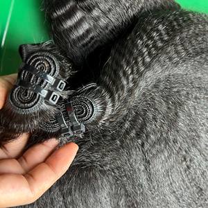 100% extensions de cheveux raides crépus vierges non transformés sans poux cuticule de donneur unique alignée faisceau yaki - Product Image 3