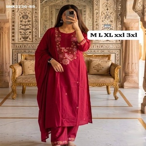<b>Top</b> Quality Cotton 60-60 with Embroidery-Hand & Scattered Butti work Straight & Long <b>Kurti</b>-Pant-Dupatta Collection Woman Fashion - Product Image 1