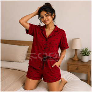 Ropa Griega de la Hermandad Delta Sigma de Cosh International, Combinación Roja y Negra, Estampado de Corazón de Lujo, Elegante Conjunto de Dos Piezas para Mujer - Product Image 4