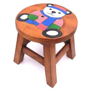 Tabouret rond rustique en bois pour enfants, motif chat, siège sur piédestal, décoration de table, style primitif - Product Image 2