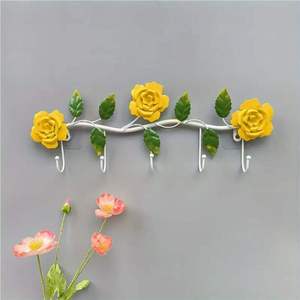 Set Of 4 Colorful Metal Flower <b>Wall</b> Hooks Decorative Floral <b>Wall</b> <b>Mounted</b> Hangers For Bedroom Bathroom Entryway Home Decor - Product Image 2