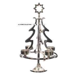 Top Creative Aluminum Metal Christmas Tea <b>Light</b> Candle Holder Shiny Polished Blank Sublimation Christmas <b>Tree</b> Decor - Product Image 2