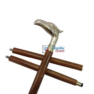 Mango de latón antiguo Art Deco bastón de madera plegable Vintage bastón coleccionable hecho a mano duradero uso al aire libre para - Product Image 1