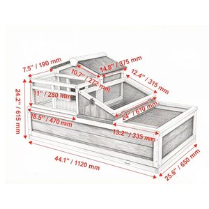 Casetta Classica Rettangolare in Legno di Abete per Piccoli Animali, Uso Interno/Esterno - Product Image 3