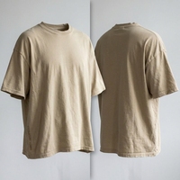 T-shirt Homme Col Rond Coupe Boxy Épaules Tombantes Surdimensionné en Coton Pur Écologique, Style Vintage Délavé et Détails Ripped Personnalisés