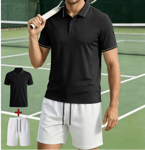Camiseta de Tenis para Hombre, Negra, Sin Mangas, Cuello en V, Absorbe la Humedad, Transpirable, Poliéster, Ropa Deportiva de Verano, Corte Regular - Product Image 6