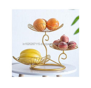 Cesta de fruta de hierro de alambre abierto redonda con acabado de bronce antiguo y construcción para exhibiciones de frutas en interiores y exteriores - Product Image 5