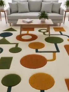 Alfombra de nudos hecha a mano, de alta calidad, con puntos, moderna, multicolor, ecológica, para sala de estar, habitaciones infantiles, hoteles y oficinas. - Product Image 2