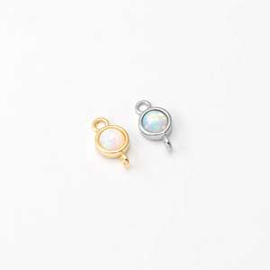 925 Sterling Silver Round Shape Bezel Set Round Opal Gemstone Handmade Designer Connector Charm For Women Wholesale Bulk - Product Image 1