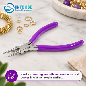 Pince à bec rond professionnel en acier inoxydable pour bijoux, outil de précision pour la création de boucles de fil, avec poignées confortables violettes - Product Image 4