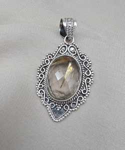 Pendentif en quartz rutile, argent sterling 925, bijoux faits à la main, collier en pierre précieuse naturelle unique pour femmes et hommes, cadeau - Product Image 6
