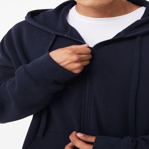 Wholesale Price Top Selling 2022 Men Navy Hoodies Sweatshirt Zip up Pocket Kangaroo Hoodies Hood Top - Product Image 4