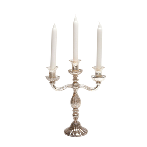 Candélabre en métal argenté à 3 bras de style européen antique, élégant porte-bougie décoratif, centre de table pour mariage, décoration intérieure et fête - Product Image 3