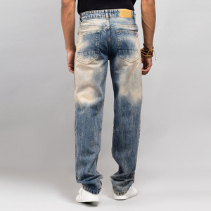 Jean en denim déchiré et délavé pour homme, coupe droite, taille haute, ample, décontracté, en coton, style délavé, idéal pour le printemps - Product Image 2