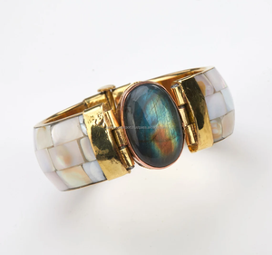 Wonder Full Luxury Mother of Pearl Cuff Bracelet con incrustaciones de piedra de alta calidad elegante Ladies Bangle joyería de moda para mujer - Product Image 2