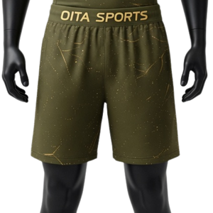 Conjunto de Camiseta y Pantalones Cortos de Compresión para Hombre en Verde Oliva y Dorado, Transpirable, de Secado Rápido, Elástico, para Fitness, Gimnasio, Entrenamiento, Running y Deportes - Product Image 5