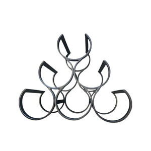 Moderno Estante para Vinos de Hierro Forjado para 6 Botellas con Correas de Cuero Sintético, Soporte de Vino de Metal Negro Independiente para Encimera en Oferta - Product Image 4