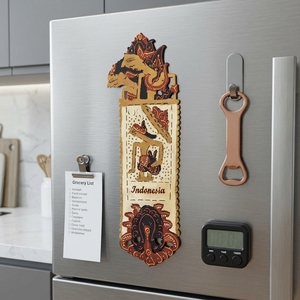 Décoration de réfrigérateur artisanale 3D en cuir Wayang Kulit indonésien, souvenir culturel traditionnel, pour cuisine et maison - Product Image 6