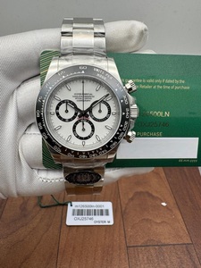 Montre automatique de luxe en acier inoxydable, chronographe 40 mm, cadran blanc, verre saphir, lunette tachymetre, pour bracelet, mouvement ETA - Product Image 2