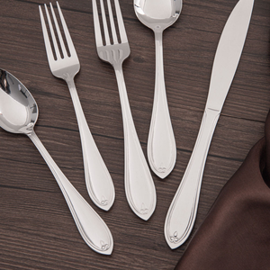 Couverts élégants en acier inoxydable gravé : Argenterie avec manches en métal orné effet miroir - Product Image 2