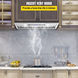 Hotte de cuisine encastrable 900 CFM 4 vitesses 30 pouces en acier inoxydable avec télécommande tactile, éclairage LED et déflecteur d'évacuation - Product Image 2