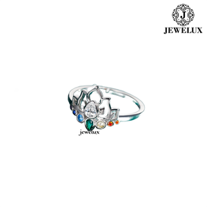 JEWELUX แหวนเงิน 925 รูปดอกไม้สำหรับผู้หญิง ประดับเพชรและพลอย ดีไซน์โรแมนติก สวมใส่ได้ทุกวัน - Product Image 4