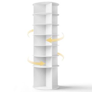 Scarpiera Girevole a 360 Gradi a 7 Livelli in Composito Legno-Plastica Bianco 60x60x184cm - Product Image 2