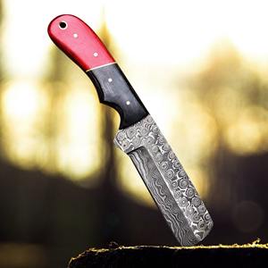 Cuchillo de caza y vaquero occidental de acero de Damasco con espiga recta, mango de hueso de camello, patrón de gota de lluvia, para camping y desollado, OEM/ODM - Product Image 2