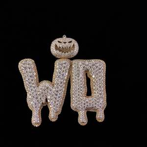 Colgante de Moissanita Personalizado con Iniciales Estilo Hip Hop, Plata de Ley 925, Unisex, para Fiesta - Product Image 1