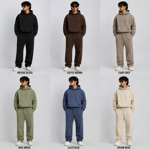 Ensemble sweat-shirt et pantalon de survêtement unisexe premium, style streetwear oversize, avec logo personnalisé, fournisseur de marque privée - Product Image 2