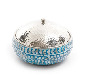 Olla para servir comida caliente de diseño moderno, redonda, de nácar y acero inoxidable. - Product Image 6