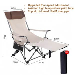 Outdoor Aluminum Foldable Lightweight Reclining Chair with <b>Adjustable</b> Backrest Hand Rest & Removable <b>Footrest</b>-Modern Design - Product Image 2
