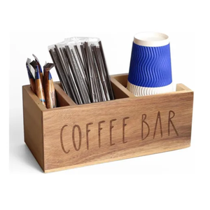 Organisateur de station à café en bois d'acacia à prix abordable pour tasses, couvercles, agitateurs, dosettes et gobelets jetables, du Vietnam - Product Image 2