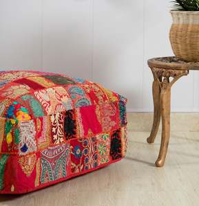Housse de coussin carrée bohème en patchwork, brodée à la main, en coton, style indien, décoration intérieure - Product Image 3