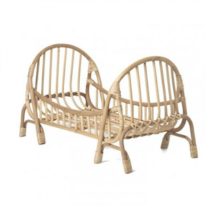 Cama de bebé de ratán natural estilo boho para dormitorio, cama infantil ecológica con cojín suave, cama para muñecas, se acepta OEM de HNH Craft - Product Image 5