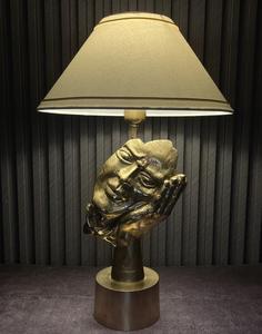 Modern Brass Table Lamp With Beige Fabric Empire Shade <b>Decorative</b> <b>Lighting</b> For Bedroom Warm White - Product Image 1