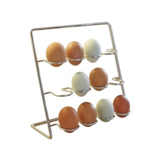 Farmhouse Metal Wire <b>Egg</b> Gathering <b>Basket</b> with Wooden Handle Rustic Kitchen Countertop Storage & Organizer For Fresh <b>Eggs</b> - Product Image 4
