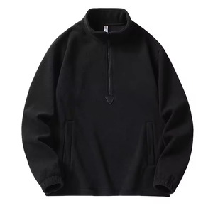 Factory Direct Men's Casual Solid Color Eco-Friendly <b>Quilted</b> Polyester Fleece Half Zip Stand Winter Thermal Waterproof Jacket - Product Image 3