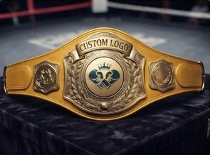 KLTW INT'L KL-CB-001 Custom Logo High Quality 3cm Thickness Unisex Martial Arts Championship Boxing <b>Belt</b> PU Leather Gold <b>Tone</b> - Product Image 3