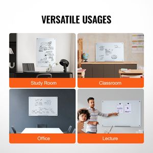 Lavagna Magnetica in Vetro Senza Cornice da Parete 36"x24" con Vassoio Porta Pennarelli e Gomma - Product Image 6