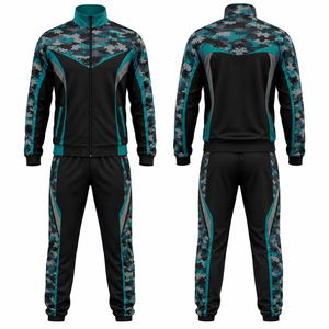 Conjunto Deportivo de Camuflaje para Hombre con Cremallera Completa, de Secado Rápido, de Poliéster, para Otoño, con Bolsillos Laterales - Product Image 1