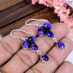 Boucles d'oreilles en argent sterling violet, rose, bleu turquoise, faites à la main, cadeau de Noël, bijoux - Product Image 4