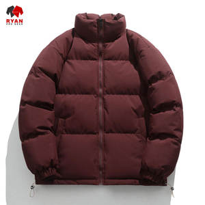 Custom Design Solid Puffer <b>Jacket</b> for <b>Men</b> Stand Collar Zipper Closure Breathable Fabric OEM Service Plain Dyed Customized Logo - Product Image 4