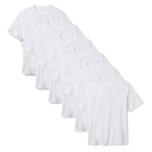 เสื้อยืดคอกลมแขนสั้นสีพื้นผ้าฝ้าย 100% ทรงปกติสำหรับผู้ชาย ดีไซน์เรียบง่าย - Product Image 1