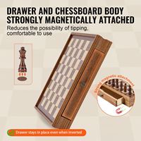 Juego de Ajedrez y Damas 2 en 1 de Madera Maciza de 15 Pulgadas, Profesional para Principiantes y Torneos, con Cajón de Almacenamiento, Piezas con Peso, 2 Damas Reinas