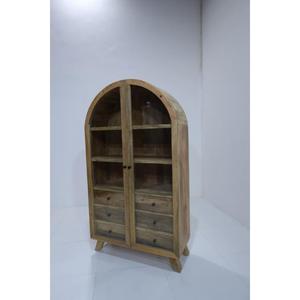 Vitrina de Madera de Mango Sólida con 2 Cajones y Puerta de Vidrio, Estilo Industrial, para Sala de Estar - Product Image 3