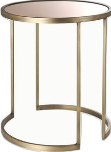 Mesa Auxiliar Redonda Moderna de Metal con Acabado Bronce, Tipo de Pie, para Sala de Estar, Diseño Duradero - Product Image 2